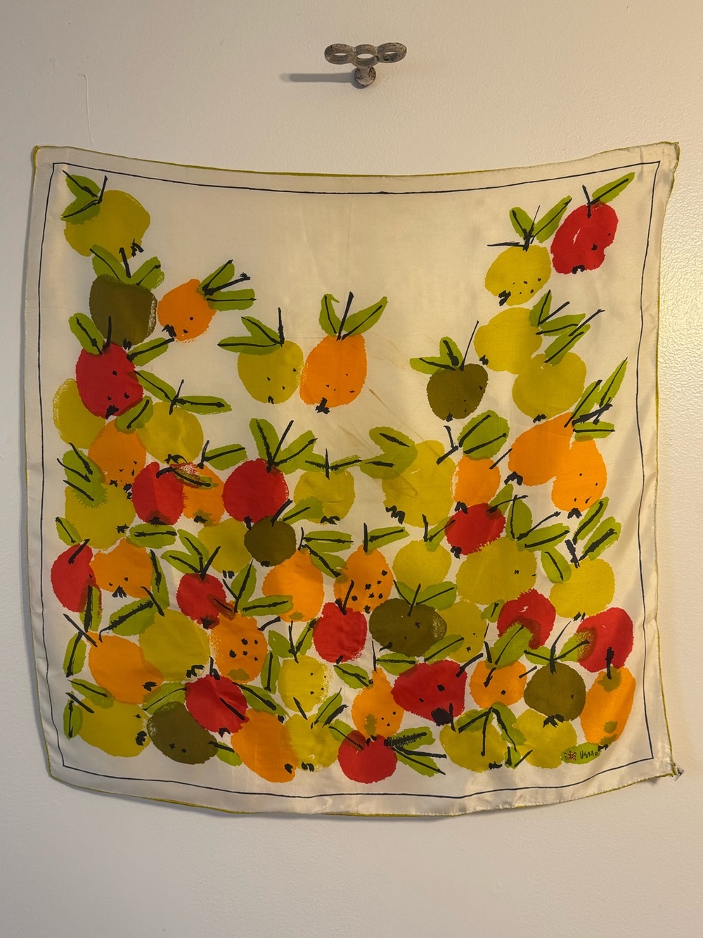 Vintage Mid-Century Vera Neumannm Fruit Print Scarf.
